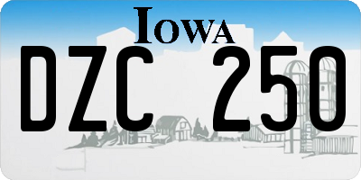 IA license plate DZC250