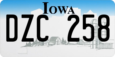 IA license plate DZC258