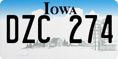 IA license plate DZC274