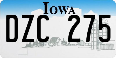 IA license plate DZC275