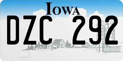 IA license plate DZC292