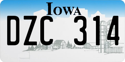 IA license plate DZC314