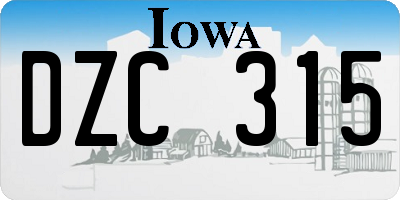 IA license plate DZC315