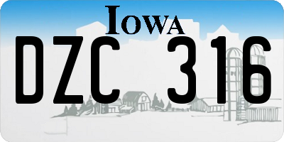 IA license plate DZC316