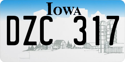 IA license plate DZC317