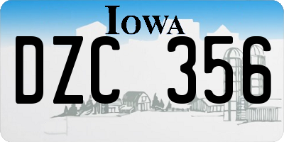 IA license plate DZC356
