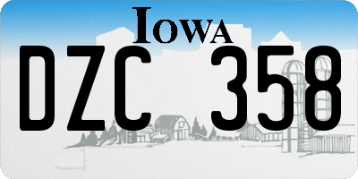 IA license plate DZC358