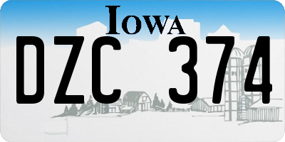 IA license plate DZC374