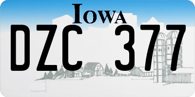 IA license plate DZC377