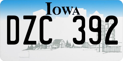 IA license plate DZC392