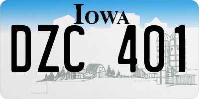 IA license plate DZC401