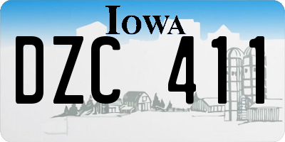 IA license plate DZC411