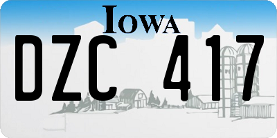 IA license plate DZC417