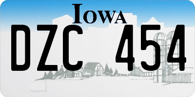 IA license plate DZC454