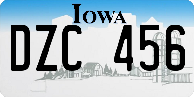 IA license plate DZC456