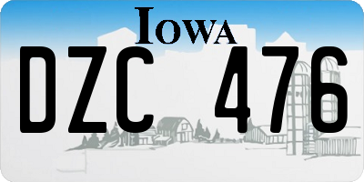 IA license plate DZC476