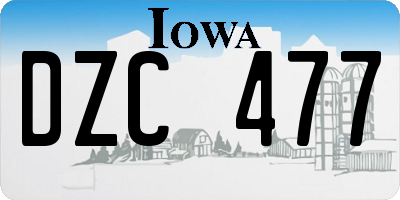 IA license plate DZC477