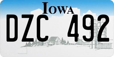 IA license plate DZC492