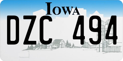 IA license plate DZC494