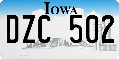 IA license plate DZC502