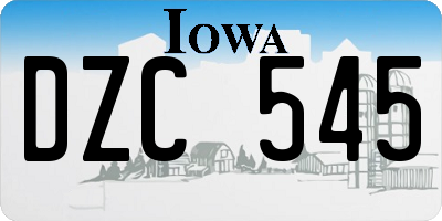 IA license plate DZC545