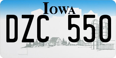 IA license plate DZC550