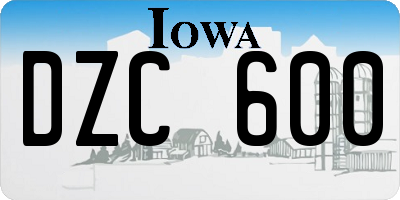 IA license plate DZC600