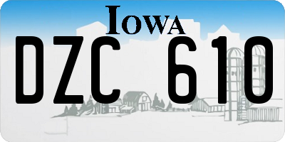 IA license plate DZC610