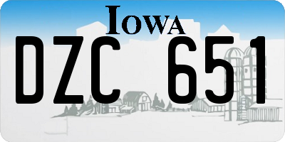 IA license plate DZC651