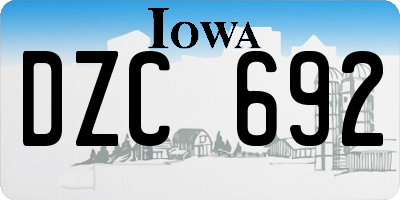 IA license plate DZC692