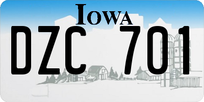 IA license plate DZC701