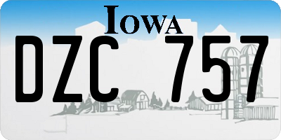 IA license plate DZC757