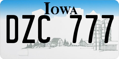 IA license plate DZC777