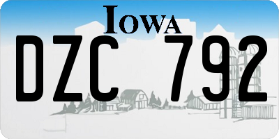 IA license plate DZC792