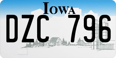 IA license plate DZC796