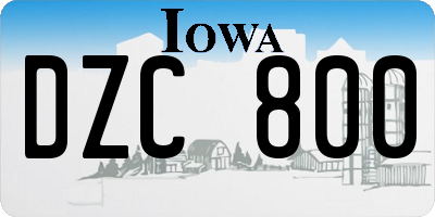 IA license plate DZC800