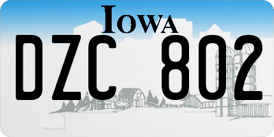 IA license plate DZC802