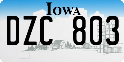 IA license plate DZC803