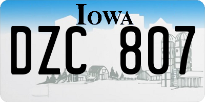 IA license plate DZC807
