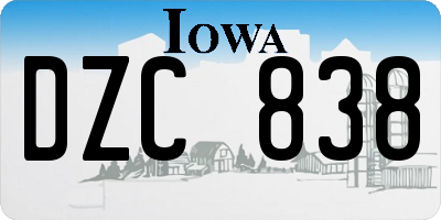 IA license plate DZC838