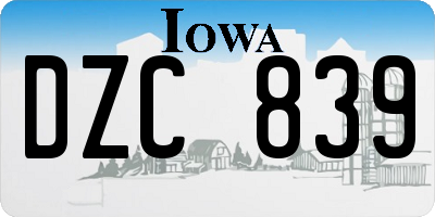 IA license plate DZC839