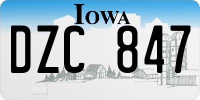 IA license plate DZC847