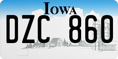 IA license plate DZC860