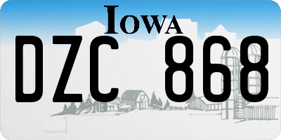 IA license plate DZC868