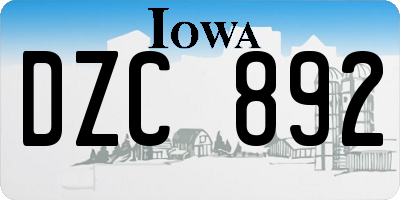 IA license plate DZC892