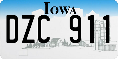 IA license plate DZC911
