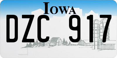 IA license plate DZC917