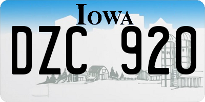 IA license plate DZC920