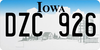IA license plate DZC926