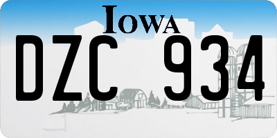 IA license plate DZC934